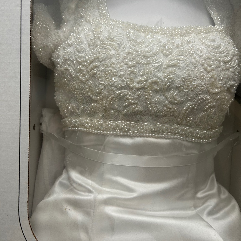 Beaded satin couture wedding dress